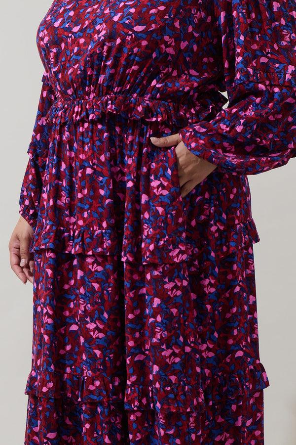 Sugarlips Turma Abstract Iveny Tiered Maxi Dress Curve