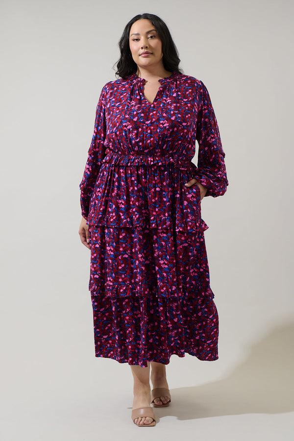 sugarlips Turma Abstract Iveny Tiered Maxi Dress Curve