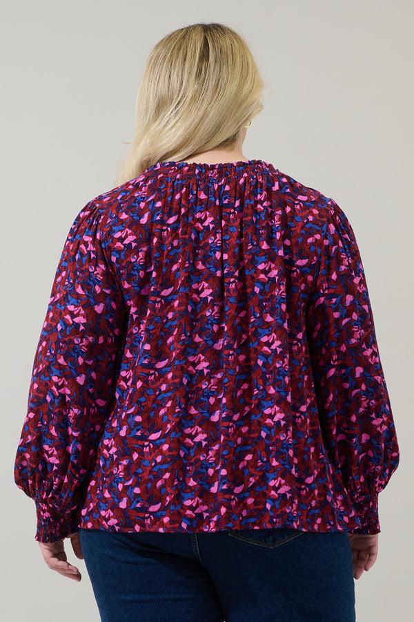 Sugarlips Turma Abstract Jania Smock Trim Top Curve