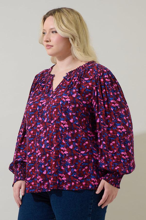 Sugarlips Turma Abstract Jania Smock Trim Top Curve