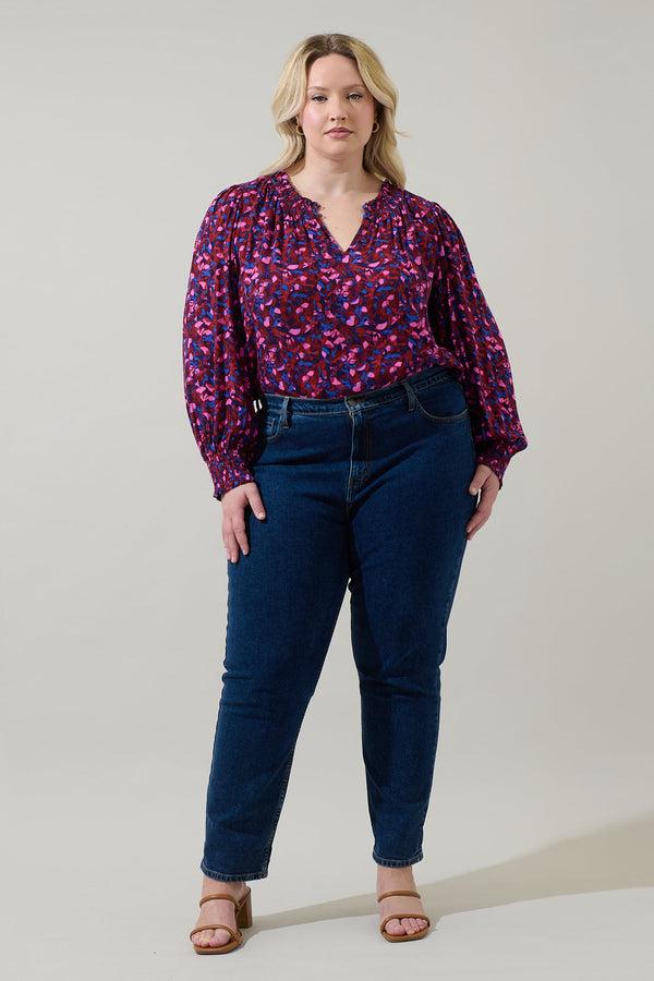 Sugarlips Turma Abstract Jania Smock Trim Top Curve