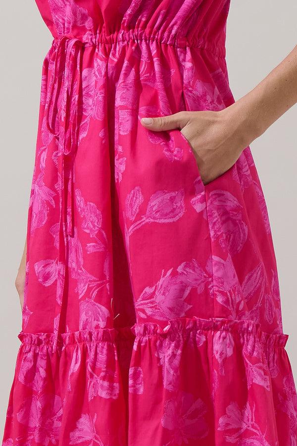 Sugarlips Vacey Floral Ginny Bubble Sleeve Midi Dress