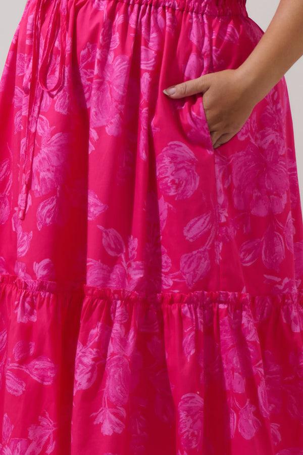 Sugarlips Vacey Floral Ginny Bubble Sleeve Midi Dress Curve