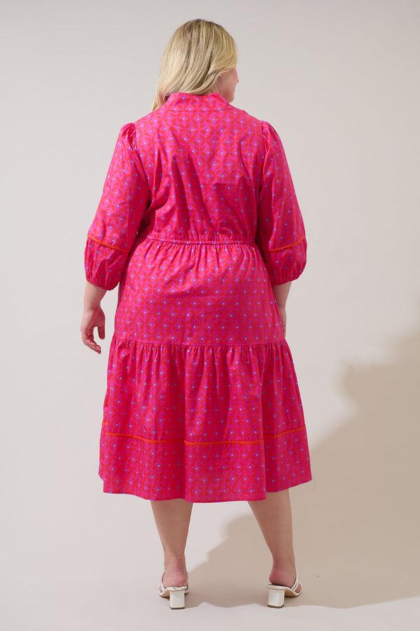 Sugarlips Vaila Floral Soraya Midi Tiered Dress Curve