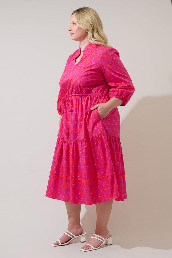 Sugarlips Vaila Floral Soraya Midi Tiered Dress Curve