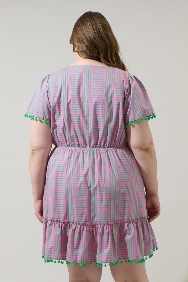 Sugarlips Valda Striped Fredrie Wrap Mini Dress Curve