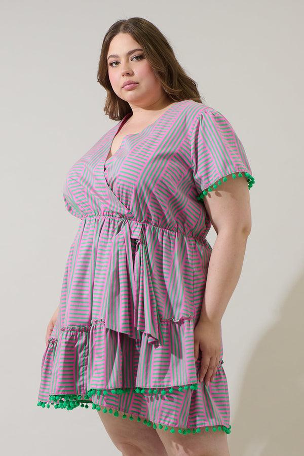 Sugarlips Valda Striped Fredrie Wrap Mini Dress Curve