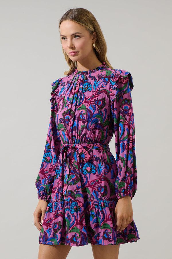Sugarlips Valier Floral Balloon Sleeve Blouson Dress