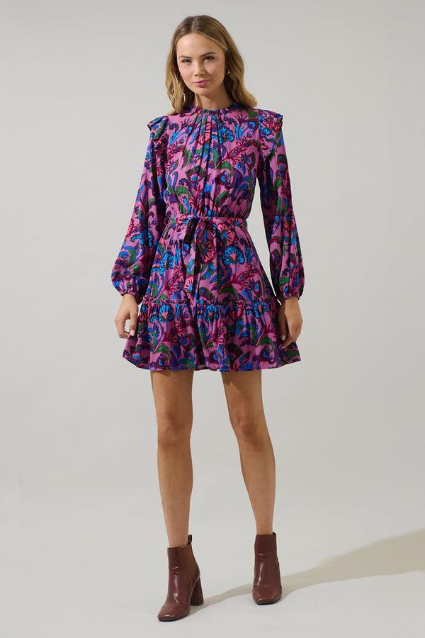 Sugarlips Valier Floral Balloon Sleeve Blouson Dress