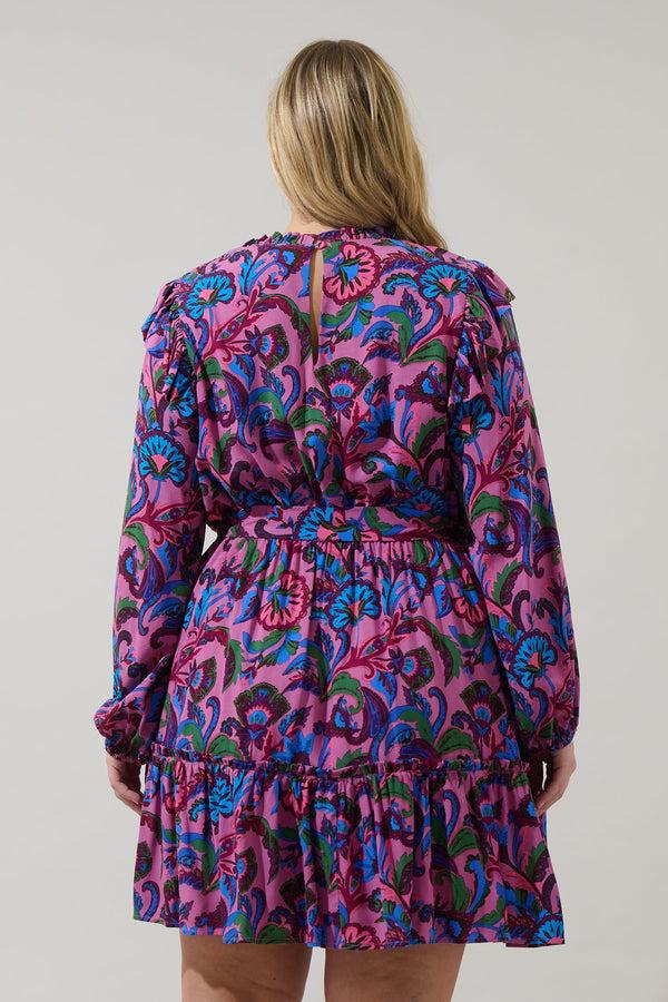 Sugarlips Valier Floral Balloon Sleeve Blouson Dress Curve