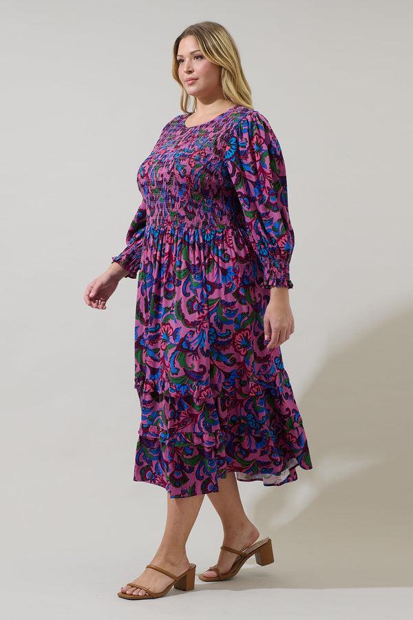 Sugarlips Valier Floral Ludlow Smocked Midi Dress Curve