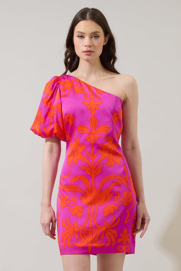 Sugarlips Vallie Floral Kesia One Shoulder Mini Dress