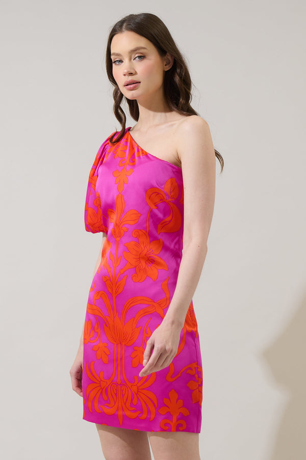 Sugarlips Vallie Floral Kesia One Shoulder Mini Dress