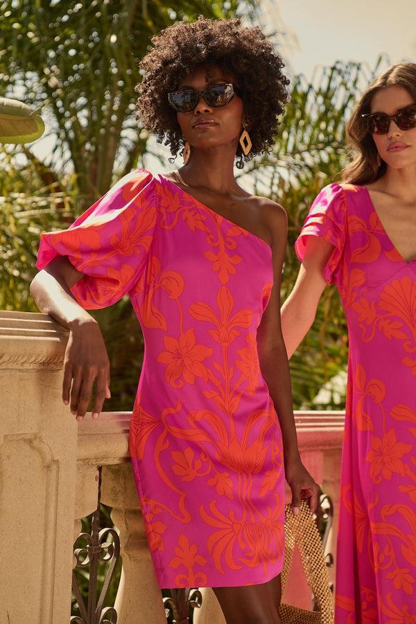 sugarlips Vallie Floral Kesia One Shoulder Mini Dress