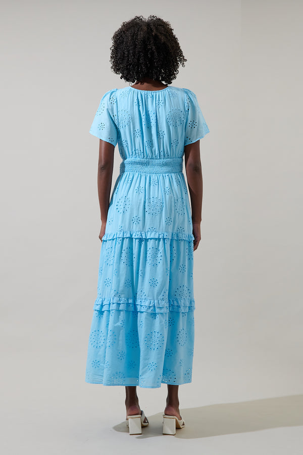 Sugarlips Vanesa Eyelet Palmer Poplin Tiered Maxi Dress