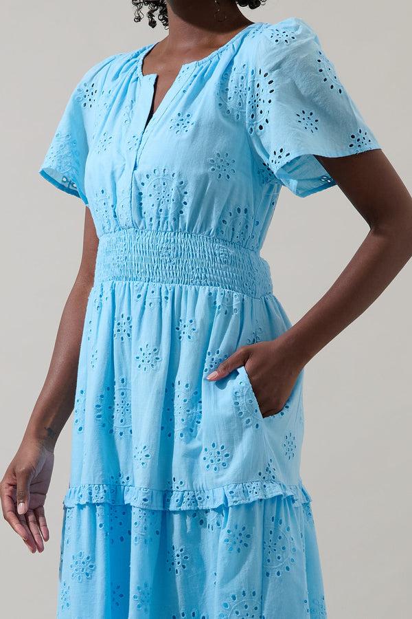 Sugarlips Vanesa Eyelet Palmer Poplin Tiered Maxi Dress