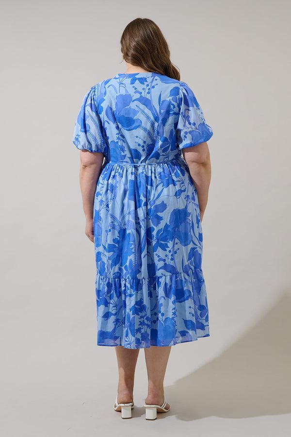 Sugarlips Veran Floral Beth Button Down Midi Dress Curve
