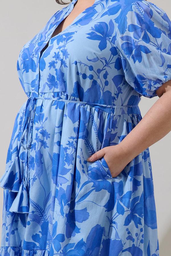 Sugarlips Veran Floral Beth Button Down Midi Dress Curve