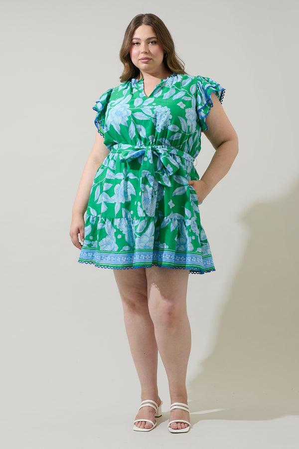 Sugarlips Verbena Floral Eriny Ruffle Mini Dress Curve