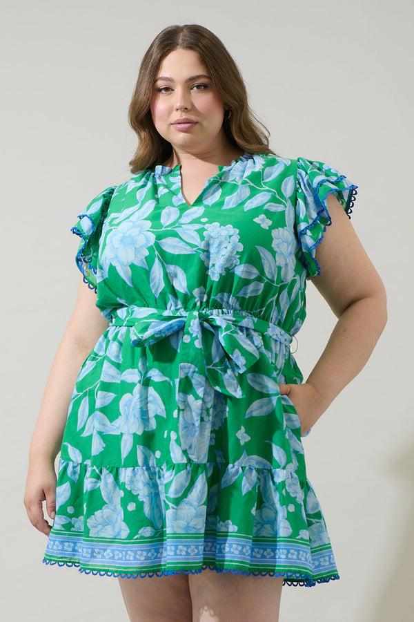 sugarlips Verbena Floral Eriny Ruffle Mini Dress Curve