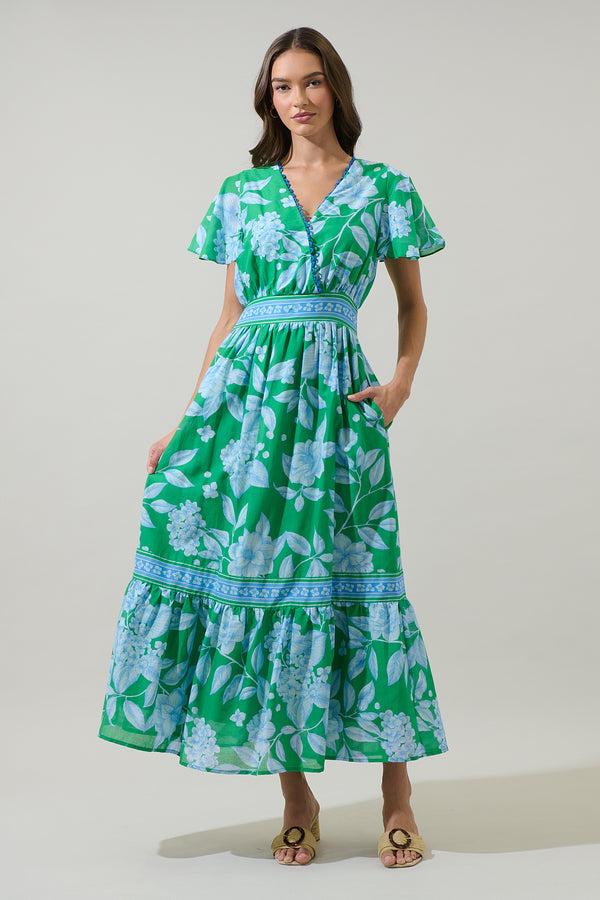 Sugarlips Verbena Floral Ingrida Surplice Maxi Dress