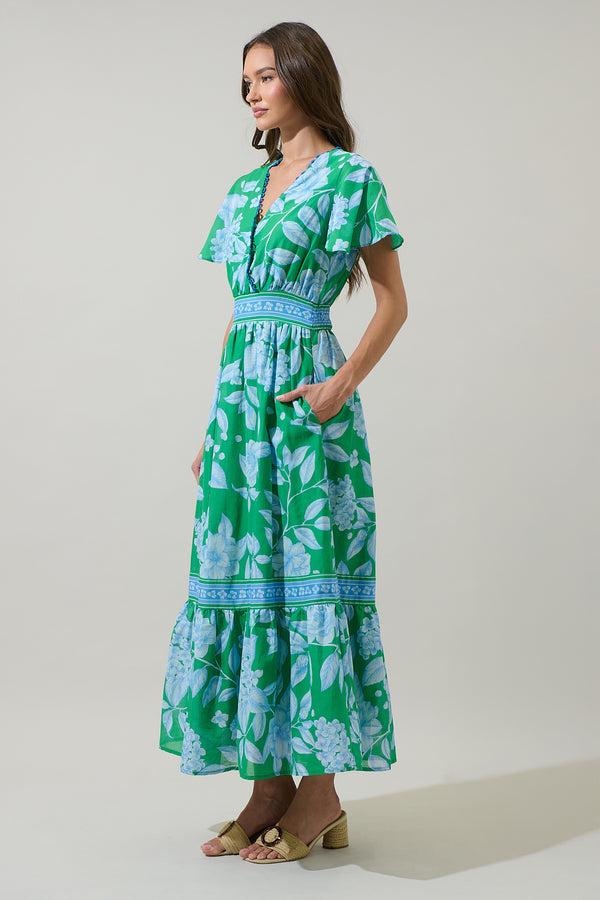 Sugarlips Verbena Floral Ingrida Surplice Maxi Dress