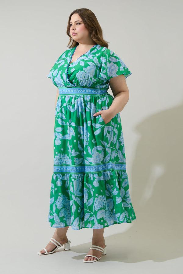 Sugarlips Verbena Floral Ingrida Surplice Maxi Dress Curve