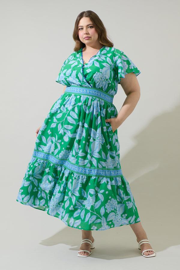 sugarlips Verbena Floral Ingrida Surplice Maxi Dress Curve