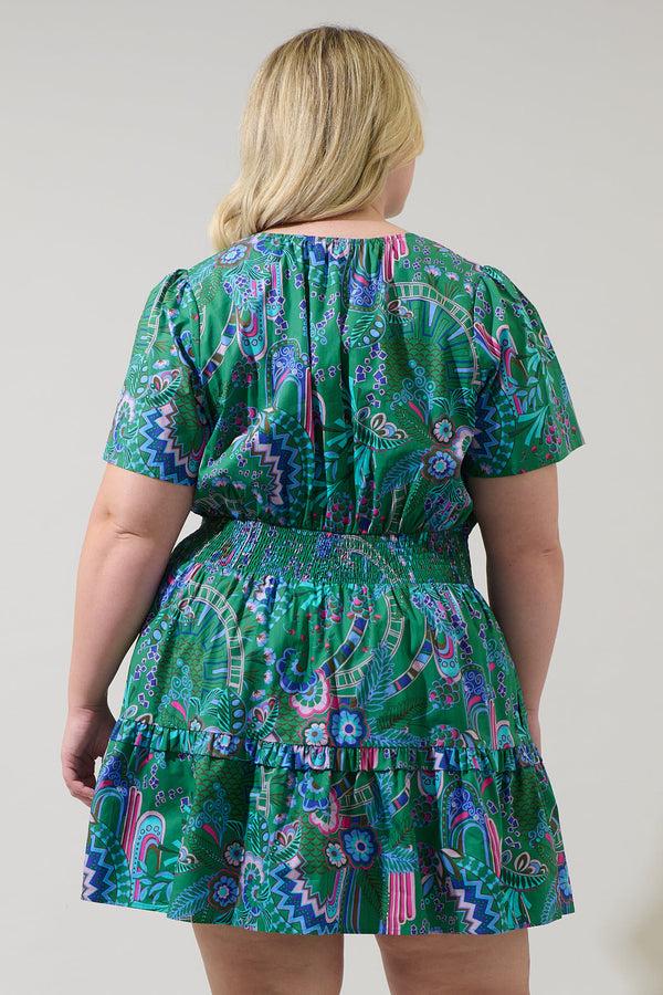 Sugarlips Vesper Geo Aylin Smocked Mini Dress Curve