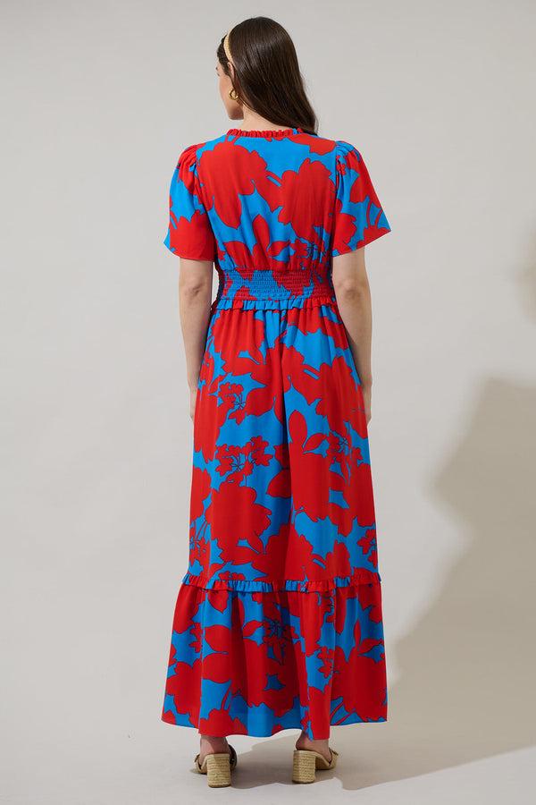 Sugarlips Vianca Floral Valencia Split Neck Maxi Dress