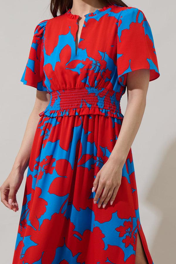 Sugarlips Vianca Floral Valencia Split Neck Maxi Dress
