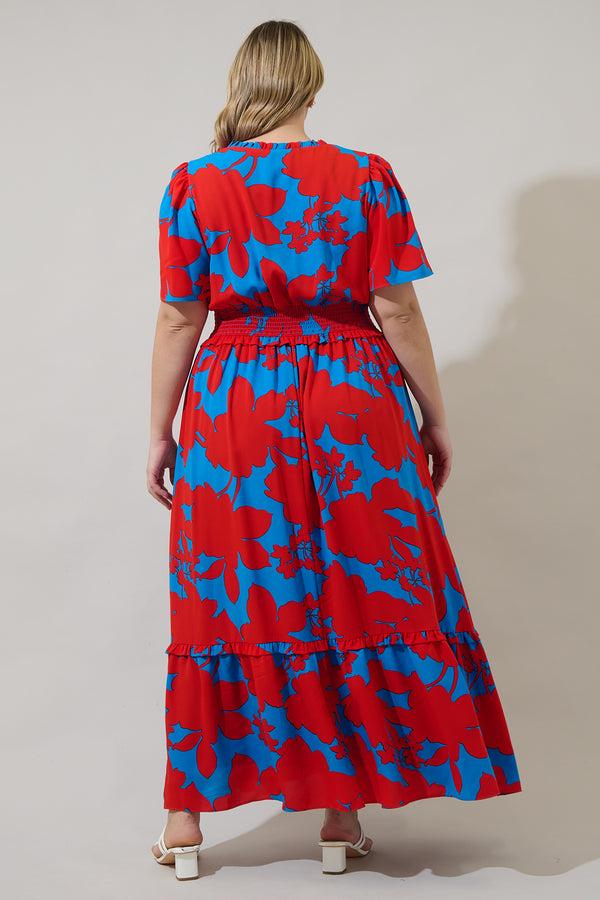 Sugarlips Vianca Floral Valencia Split Neck Maxi Dress Curve