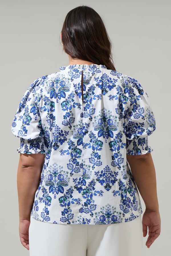 Sugarlips Viara Floral Baretta Short Sleeve Blouse Curve