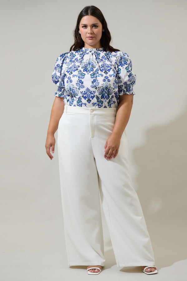 Sugarlips Viara Floral Baretta Short Sleeve Blouse Curve