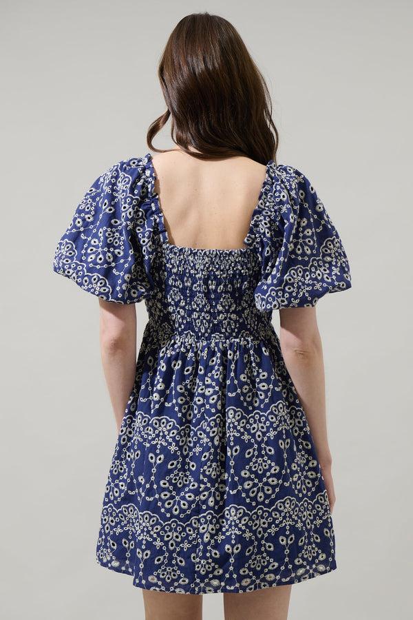 Sugarlips Viridiana Floral Eyelet Sonora Bubble Sleeve Babydoll Dress