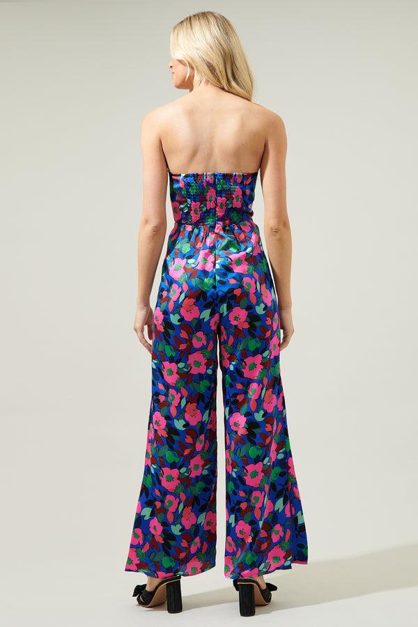 Sugarlips Vivi Berry Floral Angelini Split Leg Jumpsuit