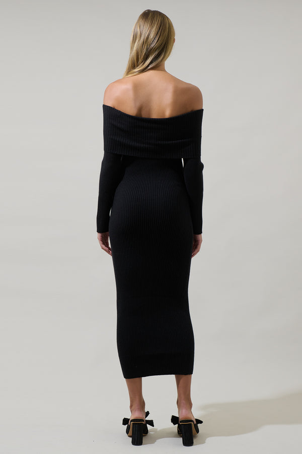 Sugarlips Vonnie Off The Shoulder Midi Sweater Dress