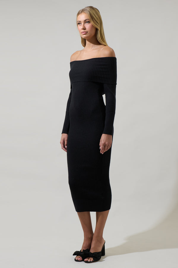 Sugarlips Vonnie Off The Shoulder Midi Sweater Dress