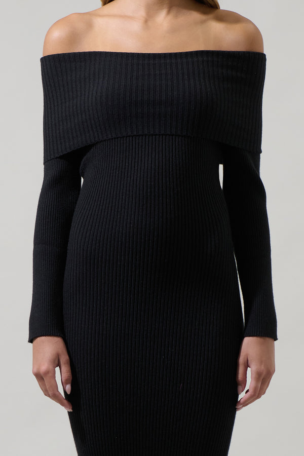Sugarlips Vonnie Off The Shoulder Midi Sweater Dress