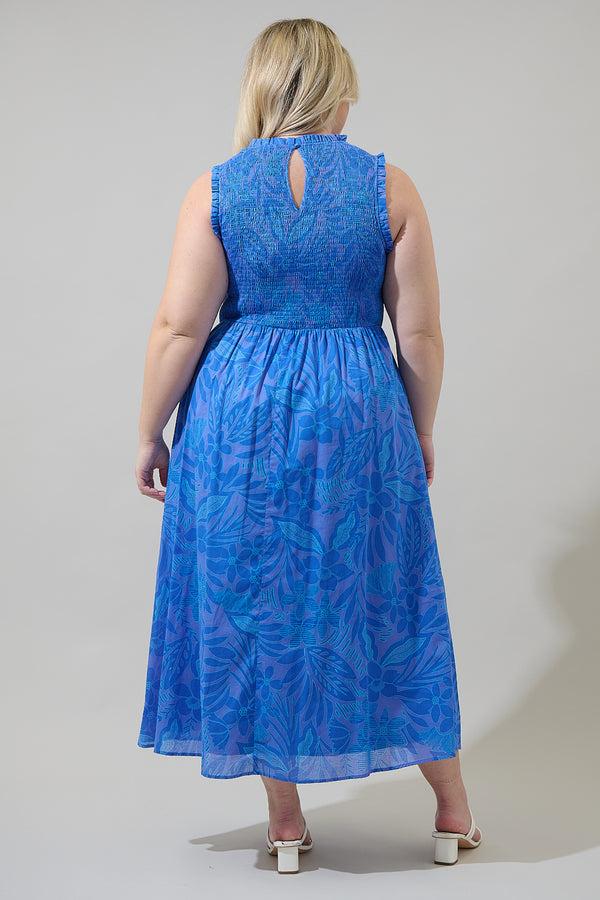 Sugarlips Warren Floral Cecil Smocked Sleeveless Midi Dress Curve