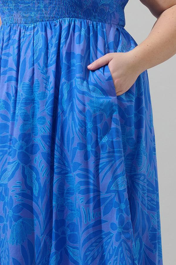 Sugarlips Warren Floral Cecil Smocked Sleeveless Midi Dress Curve