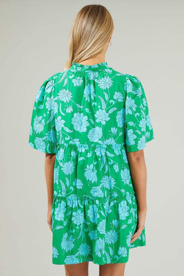 Sugarlips Waterlilly Floral Dixie Split Neck Shift Dress