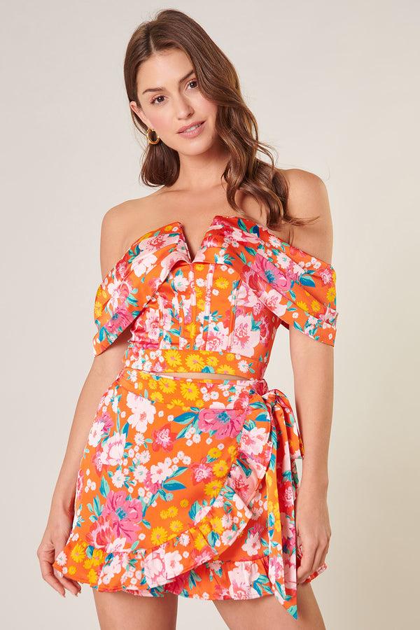 sugarlips Waverly Floral Maude Off the Shoulder Bustier Top