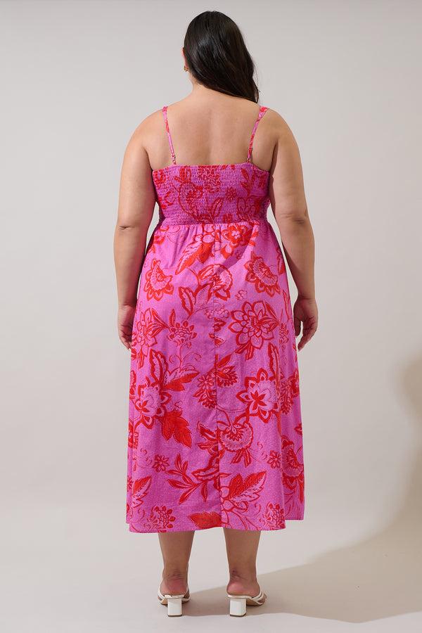Sugarlips Weirly Floral Panola Smocked Maxi Dress Curve