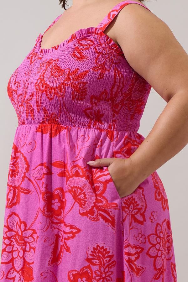 Sugarlips Weirly Floral Panola Smocked Maxi Dress Curve