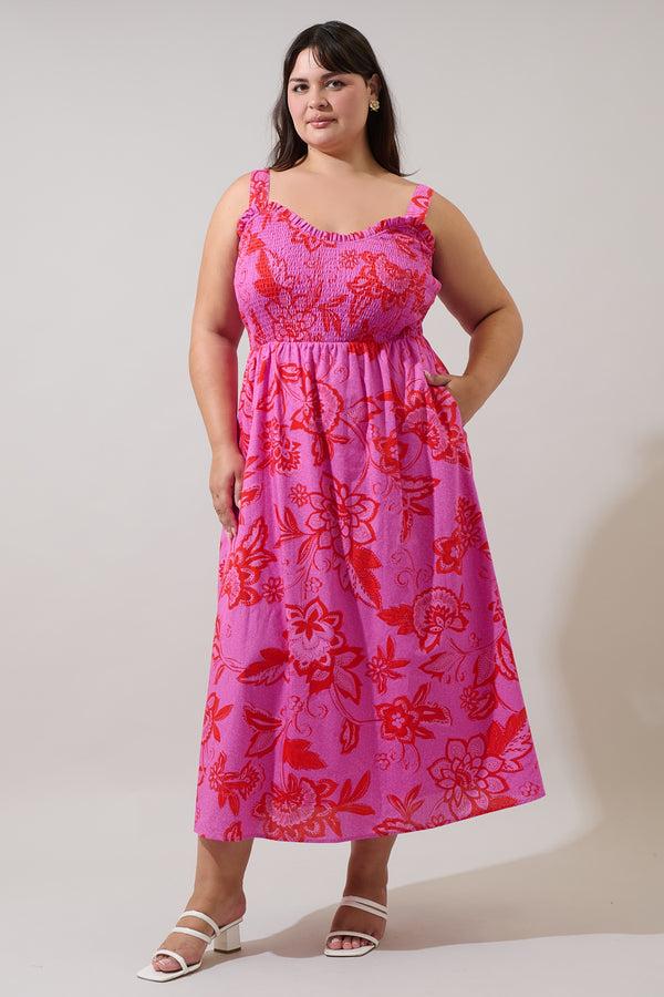 sugarlips Weirly Floral Panola Smocked Maxi Dress Curve