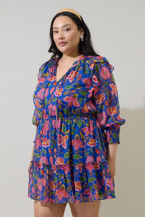 Sugarlips Wendey Floral Idra Ruffle Chiffon Dress Curve