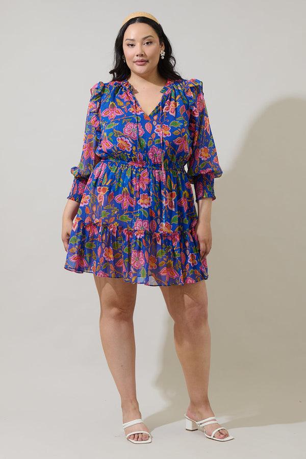 Sugarlips Wendey Floral Idra Ruffle Chiffon Dress Curve