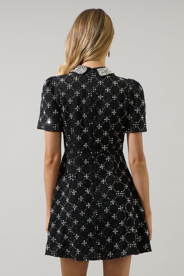 Sugarlips Whitney Tweed Tanny Rhinestone Mini Dress