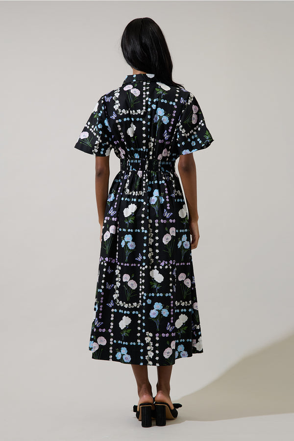 Sugarlips Wilderra Pleated Midi Dress Trevis Floral